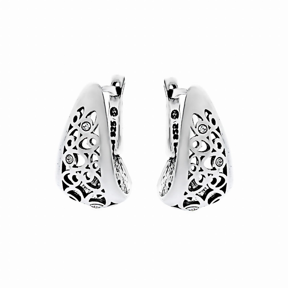 Srebrne kolczyki z cyrkoniami ażurowe