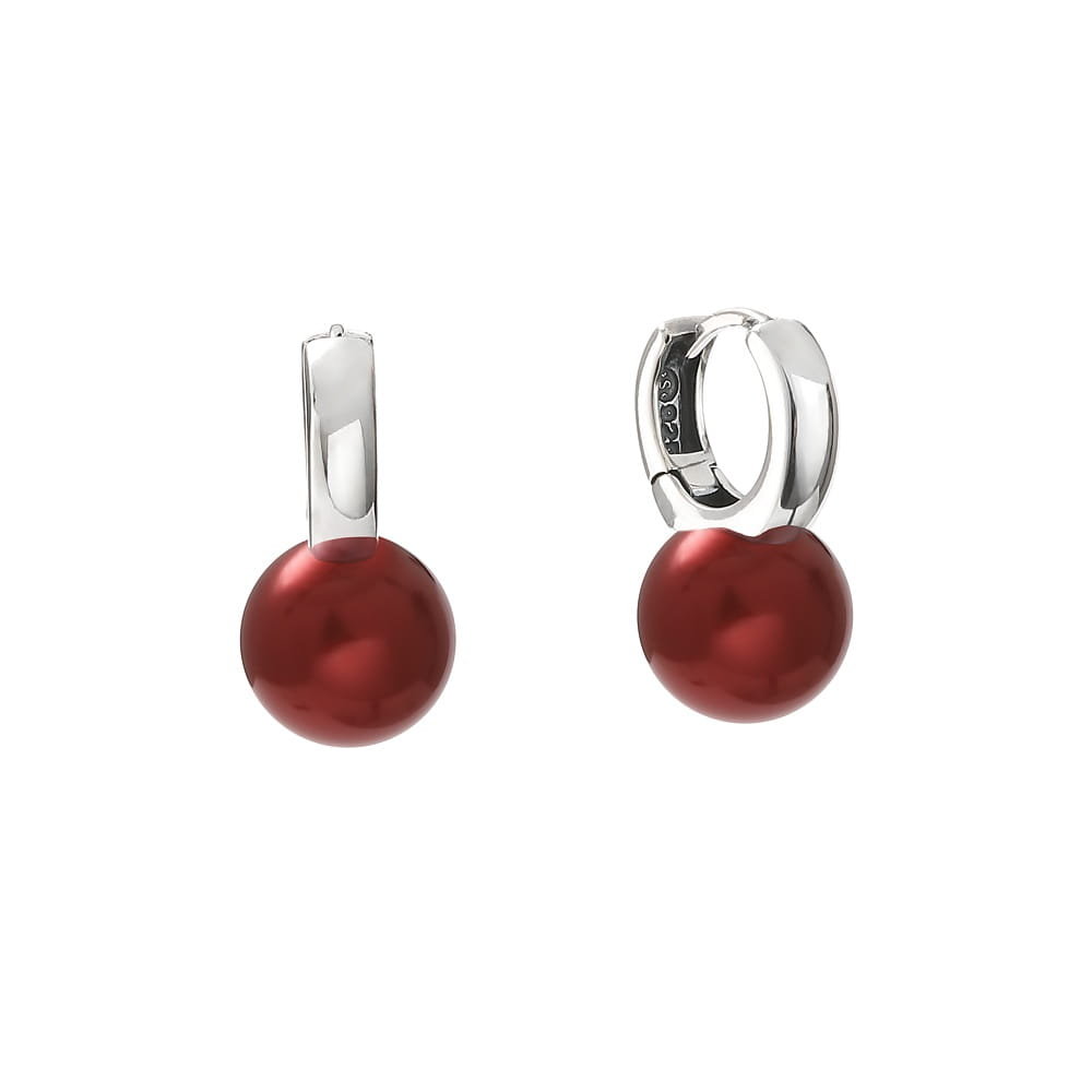 Srebrne kolczyki z czerwoną perłą 12 mm