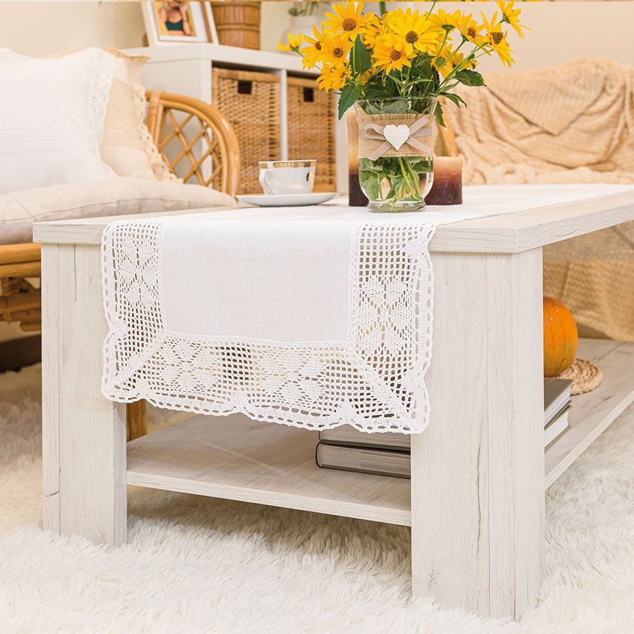 Bieżnik bawełniany z ażurem, rozmiar 40x140 cm, Rachela