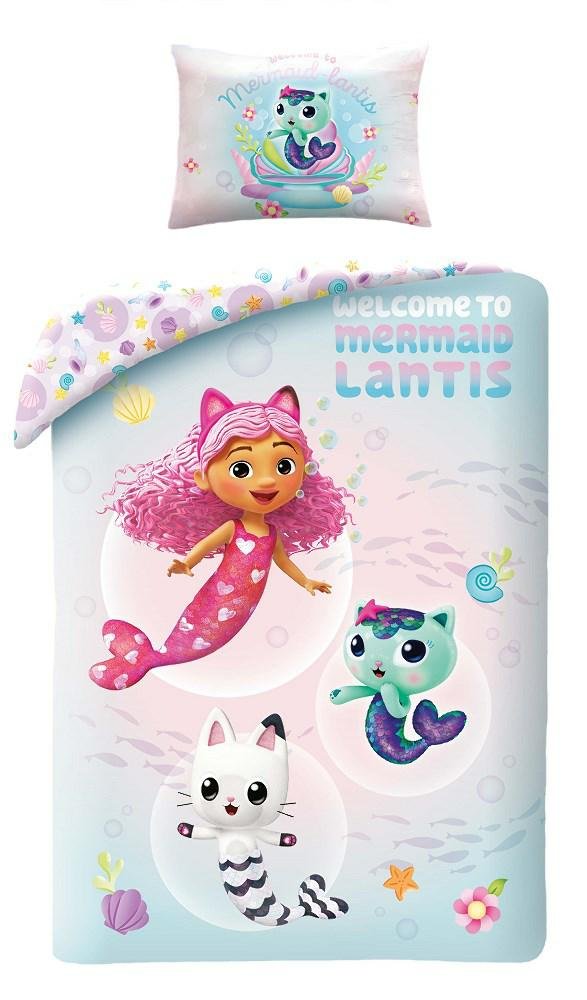 Pościel 100x135 Koci domek Gabi Gabby`s Dollhouse miętowa poszewka 40x60 100% bawełna Halantex