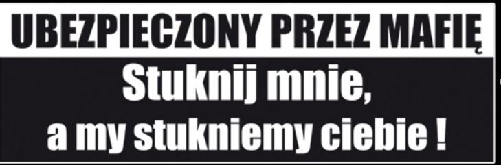 5x NAKLEJKA WLEP NA AUTO SAMOCHÓD SAMOPRZYLEPNA NAKLEJKI WLEPKA UBEZPIECZONY PRZEZ MAFIĘ 23 x 7cm 1/24115