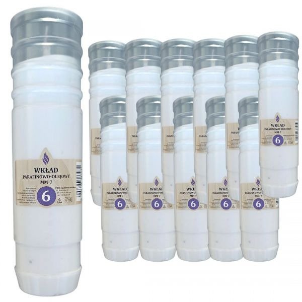 Wkład do zniczy olejowo-parafinowy MM 7 6 dób (wys.23,5 cm) x 12 sztuk