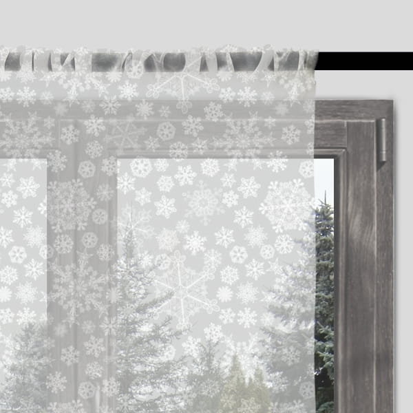 Firana świąteczna WINTER wzór BN17 | płatki śniegu 140 x 300 cm