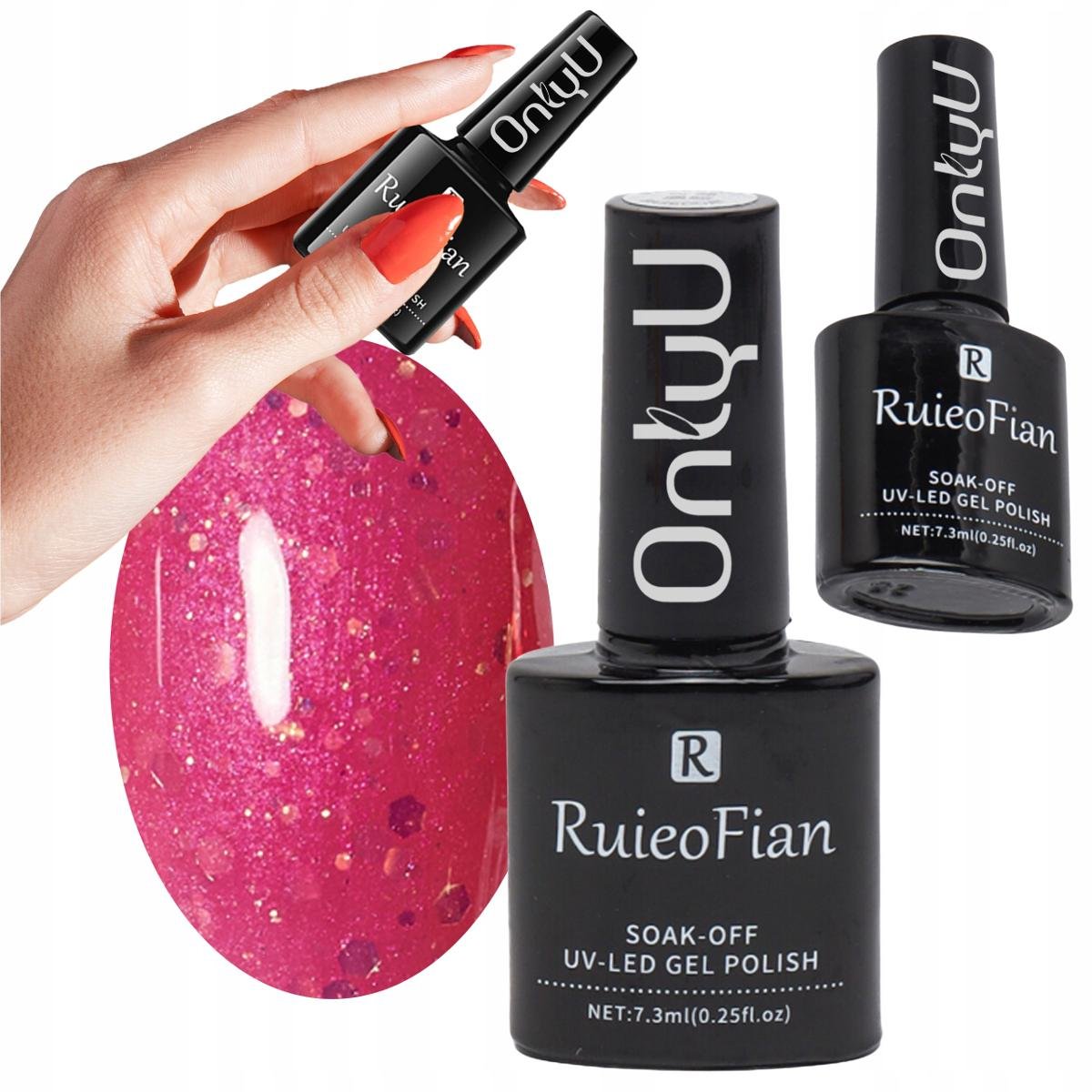 Malinowy Brokat Hybrydowy Lakier Do Paznokci Z Brokatem Lakier Uv Róż /L141