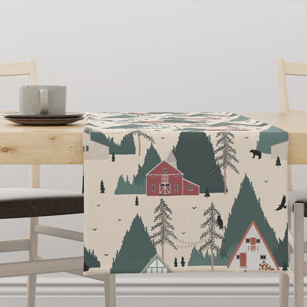 Bieżnik świąteczny WINTER wzór BN67 Zimowa wioska 40 x 260 cm