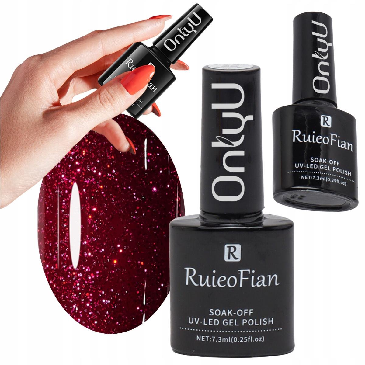 Brokatowy Burgundowy Hybrydowy Lakier Do Paznokci Polysk Lakier Uv/L123