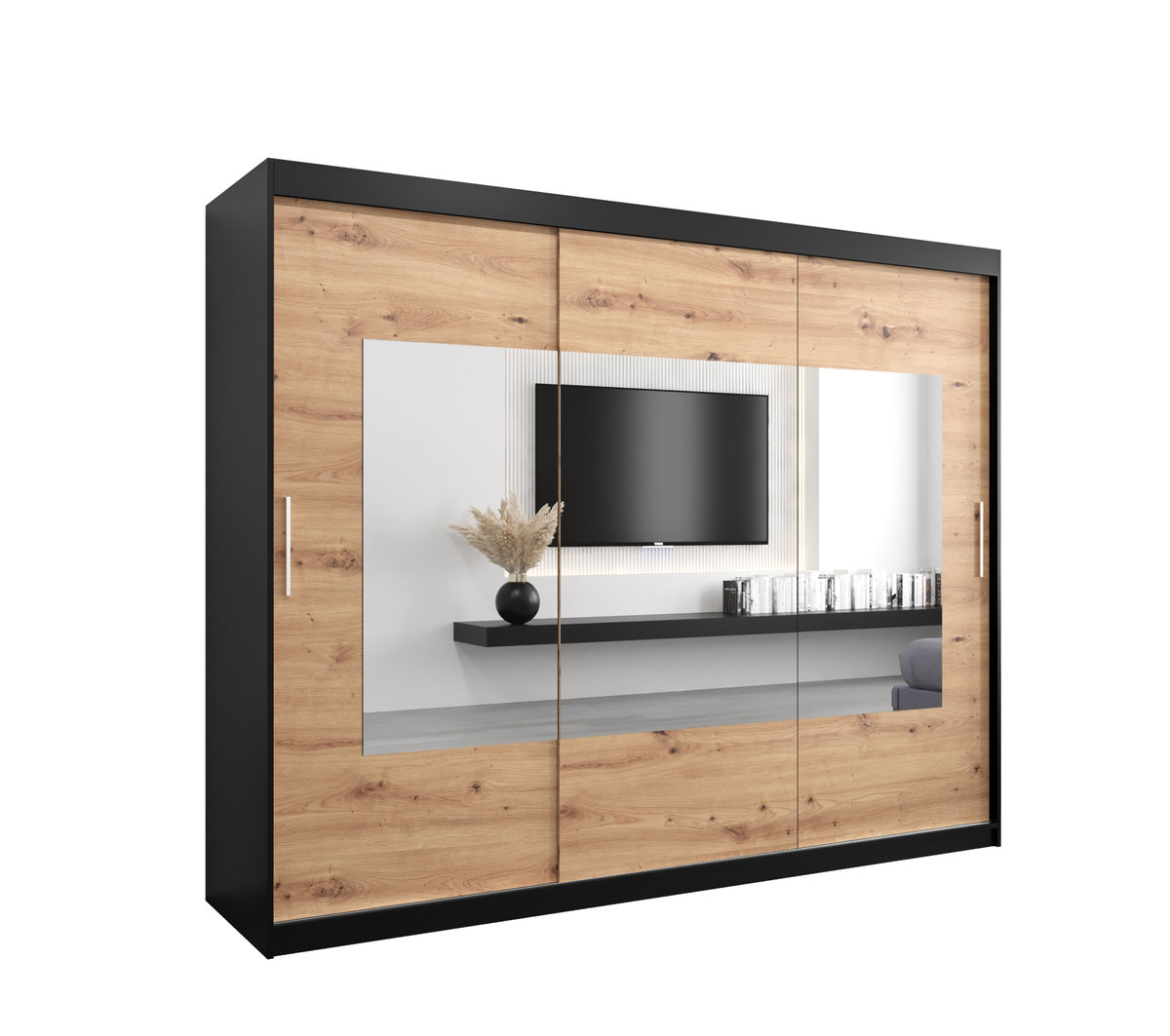 Szafa przesuwna Garderoba WAVE 250 gł. 62 czarny/artisan