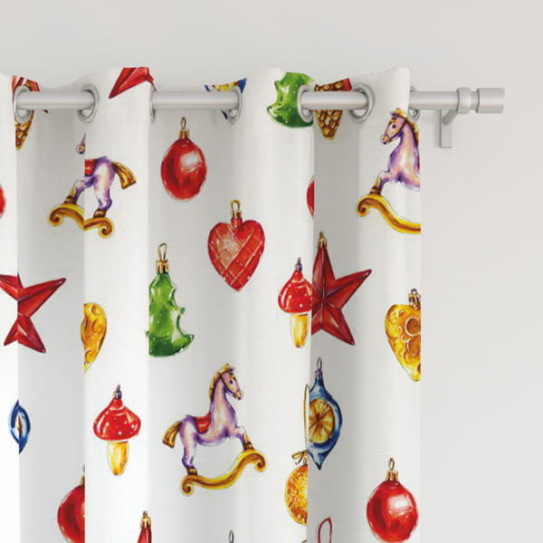 Zasłona WINTER wzór BN21 | malowane bombki 150 x 300 cm tkanina zaciemniająca