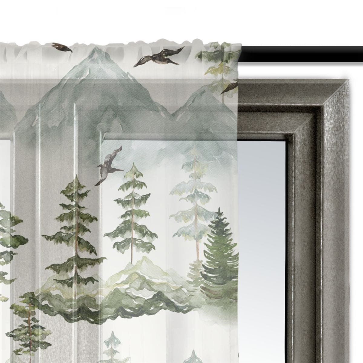 Firana świąteczna WINTER wzór BN51 | Leśny pejzaż 140 x 260 cm
