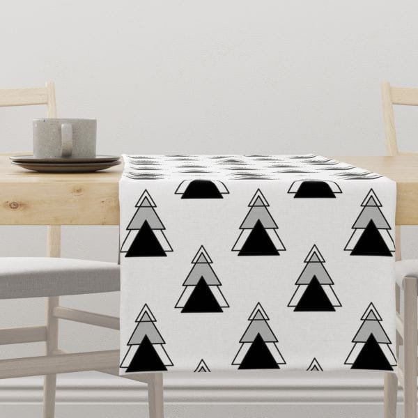 Bieżnik świąteczny WINTER wzór BN04 geometryczne, nowoczesne choinki 40 x 260 cm