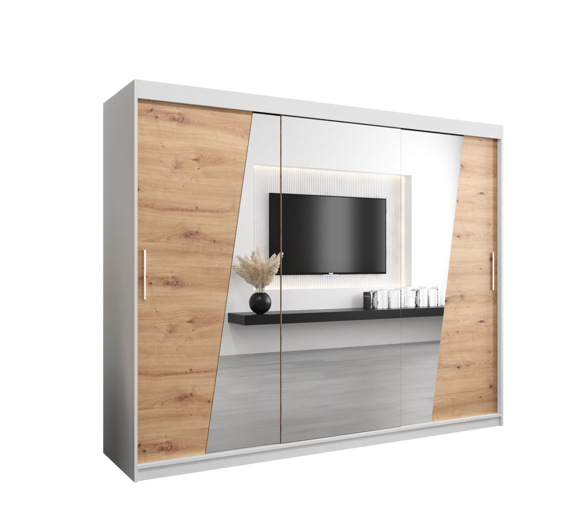 Szafa przesuwna Garderoba RHOMB 250 gł. 62 biały/artisan