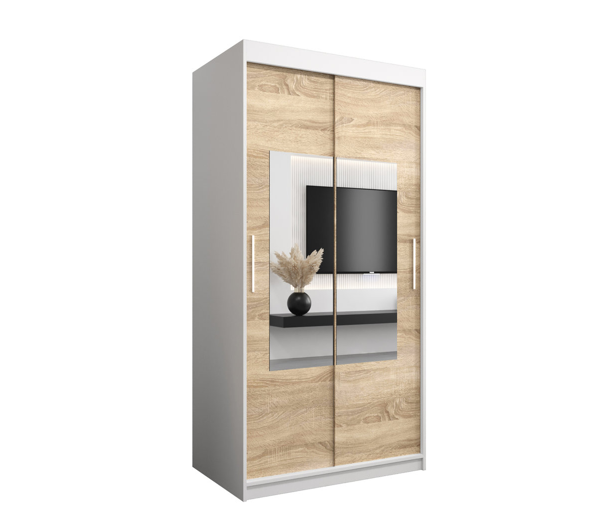 Szafa przesuwna Garderoba WAVE 100 gł. 62 biały/sonoma