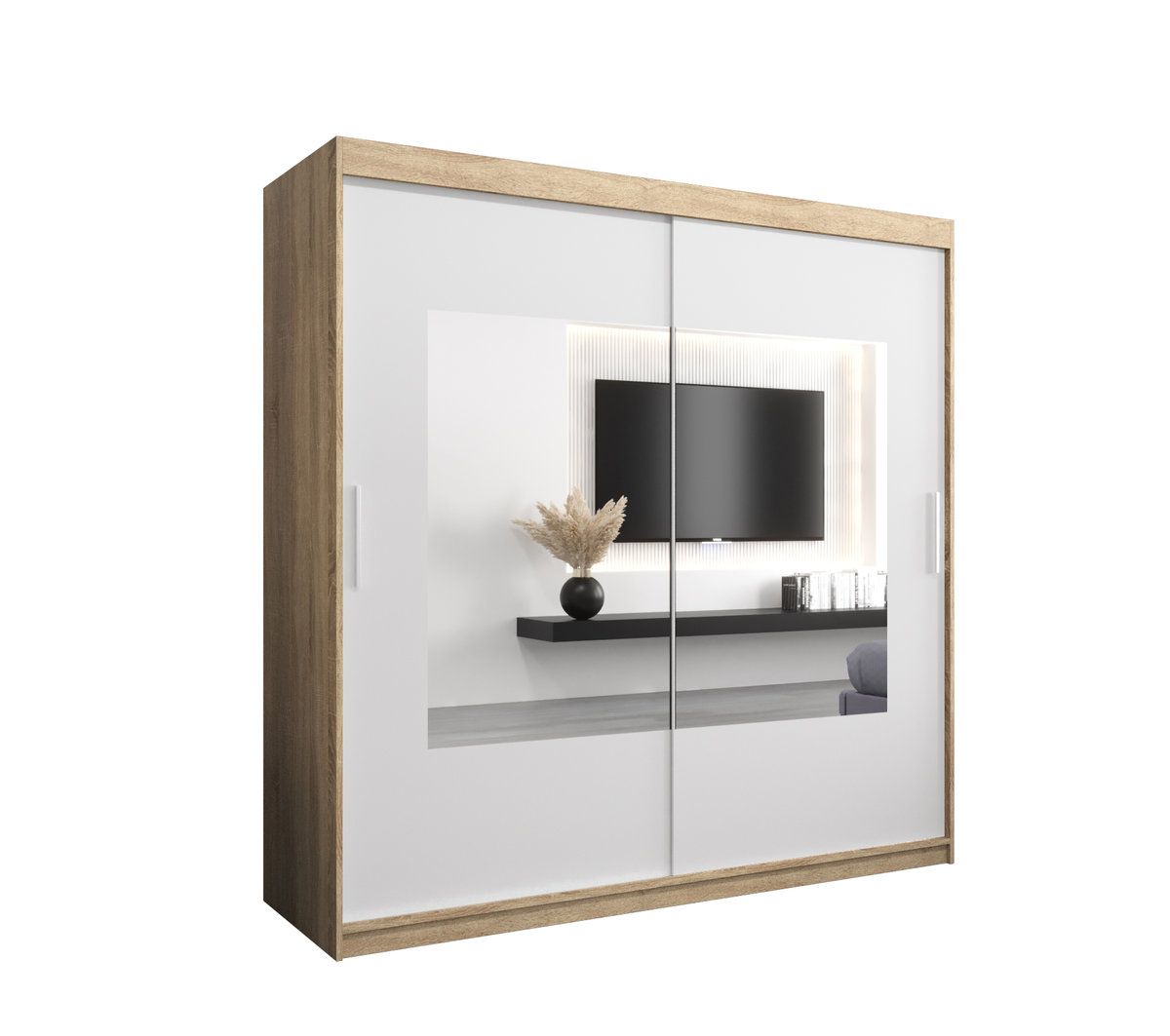 Szafa przesuwna Garderoba WAVE 200 gł. 62 sonoma/biały