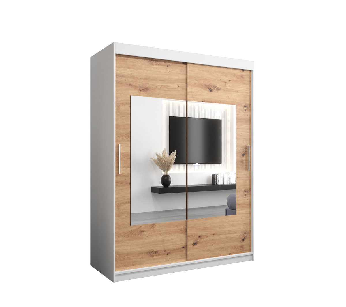 Szafa przesuwna Garderoba WAVE 150 gł. 62 biały/artisan