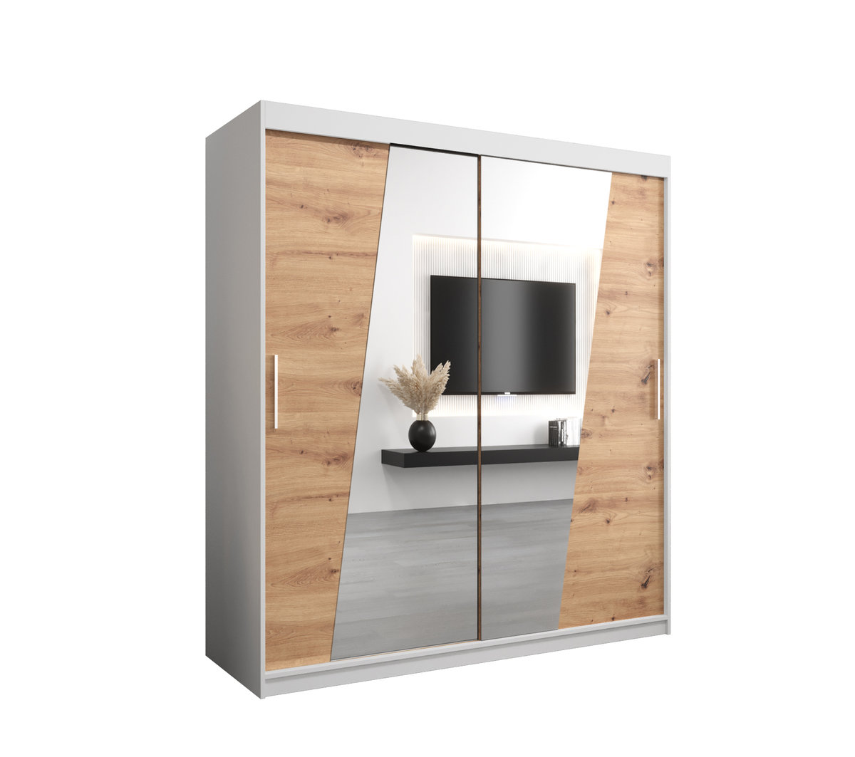 Szafa przesuwna Garderoba RHOMB 180 gł. 62 biały/artisan