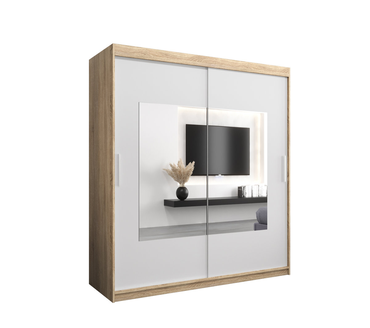 Szafa przesuwna Garderoba WAVE 180 gł. 62 sonoma/biały