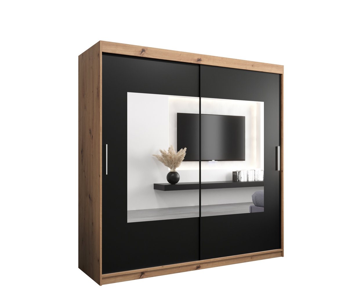 Szafa przesuwna Garderoba WAVE 200 gł. 62 artisan/czarny