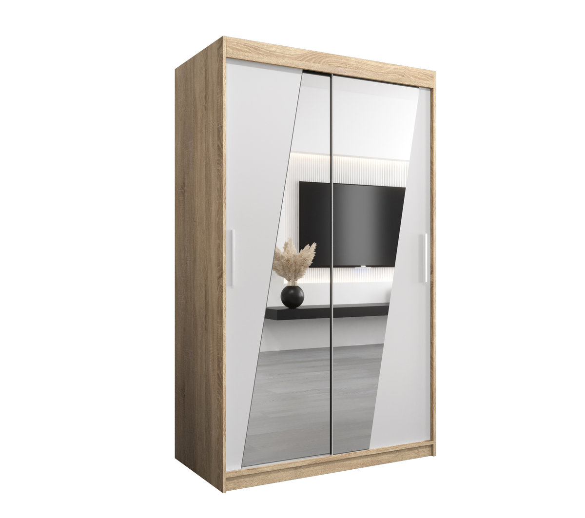 Szafa przesuwna Garderoba RHOMB 120 gł. 62 sonoma/biały