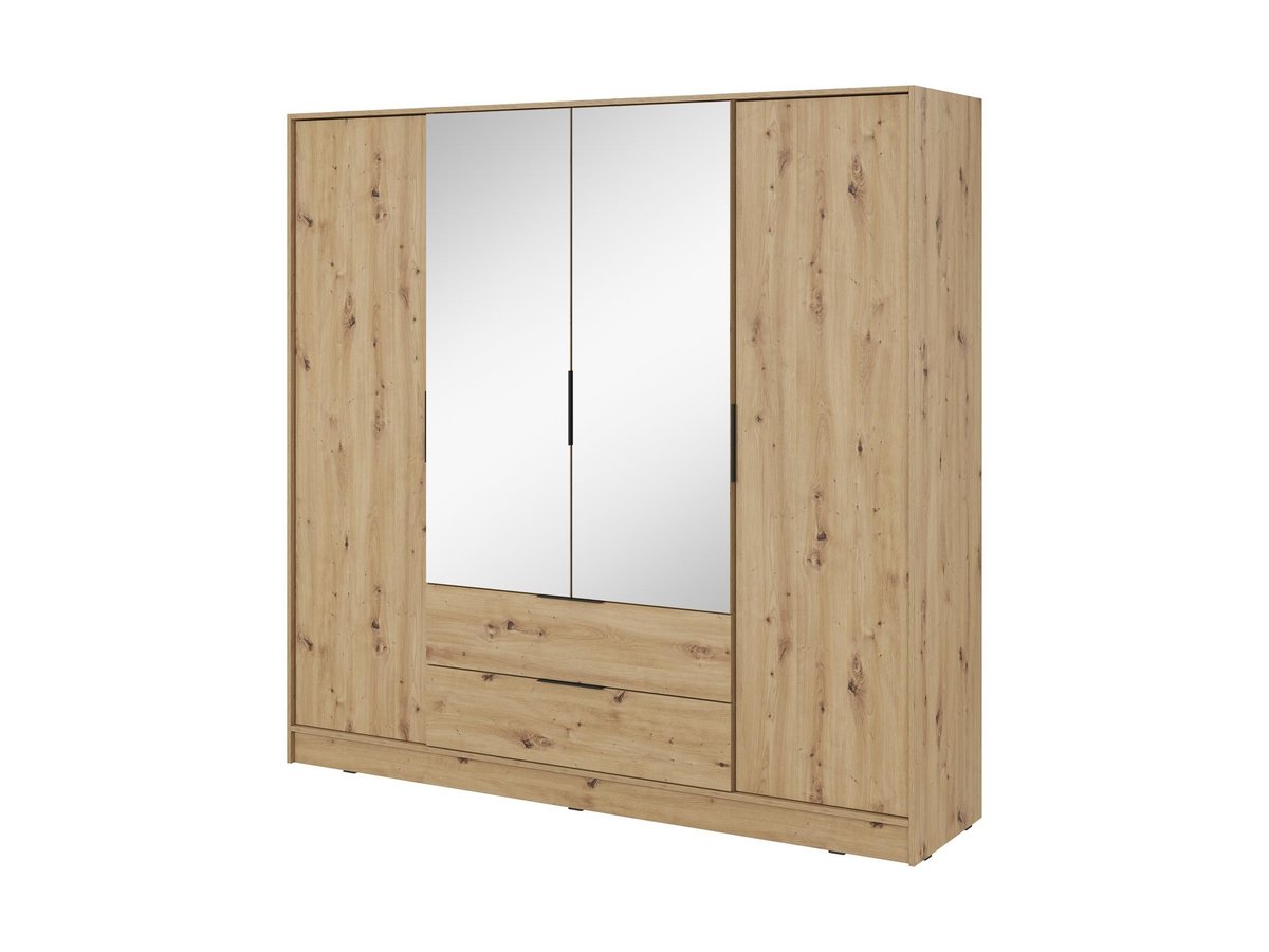 Nowoczesna szafa LYKE do salonu z lustrem Dąb Artisan