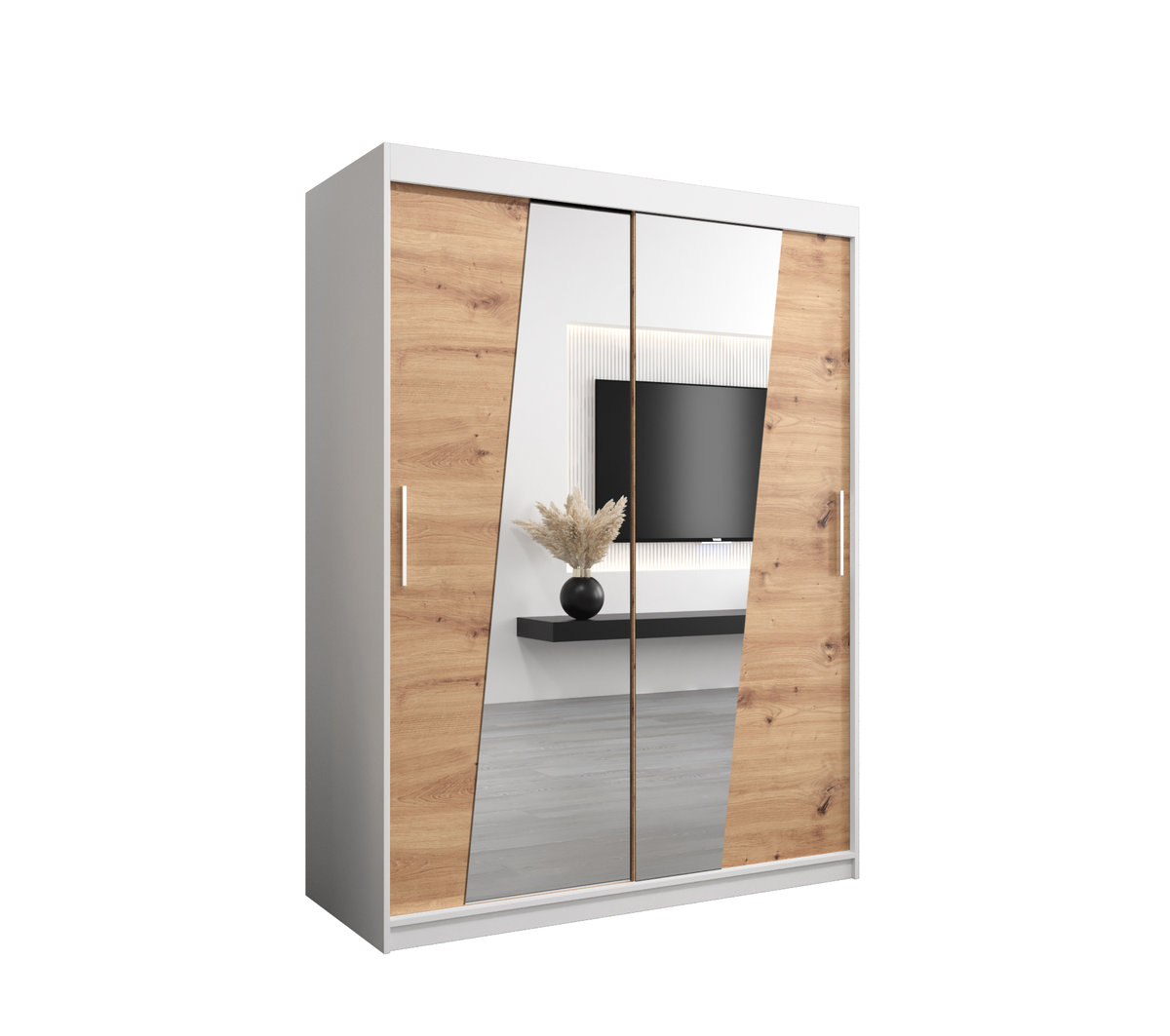 Szafa przesuwna Garderoba RHOMB 150 gł. 62 biały/artisan