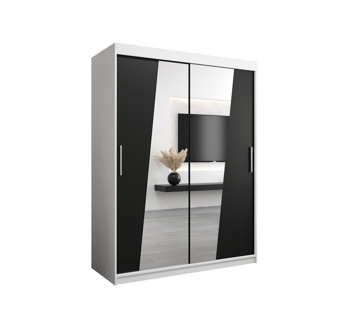 Szafa przesuwna Garderoba RHOMB 150 gł. 62 biały/czarny