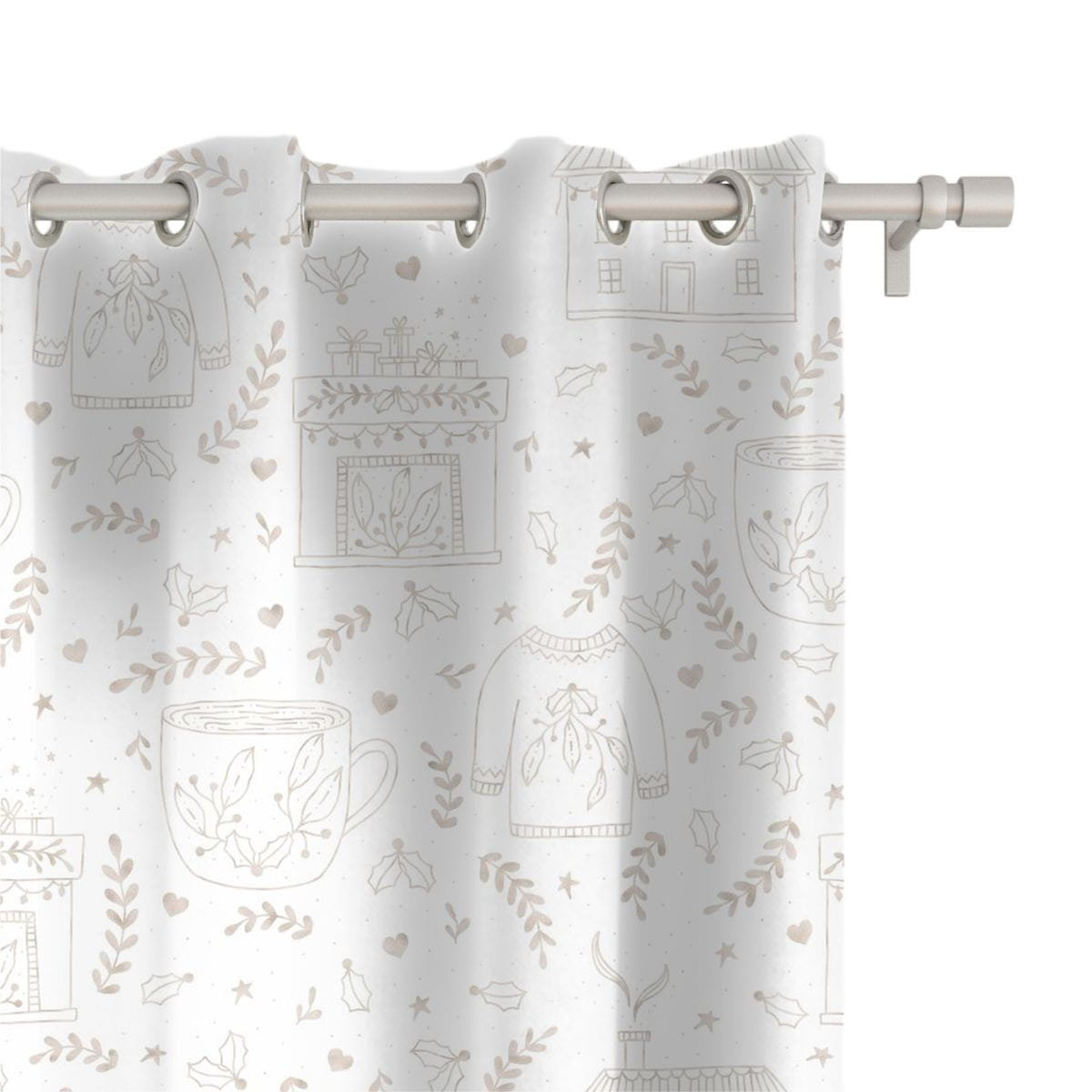 Zasłona WINTER wzór BN56 | Zimowy wieczór przy kominku 150 x 230 cm tkanina zaciemniająca