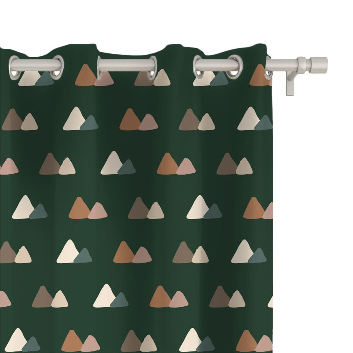 Zasłona WINTER wzór BN70 | Góry na ciemnozielonym tle 150 x 240 cm tkanina zaciemniająca