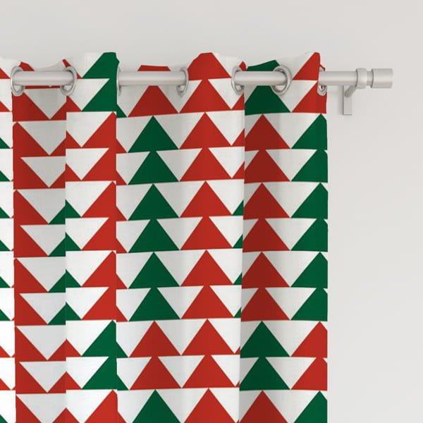 Zasłona WINTER  wzór BN09 | czerwone i zielone choinki 150 x 150 cm tkanina zaciemniająca