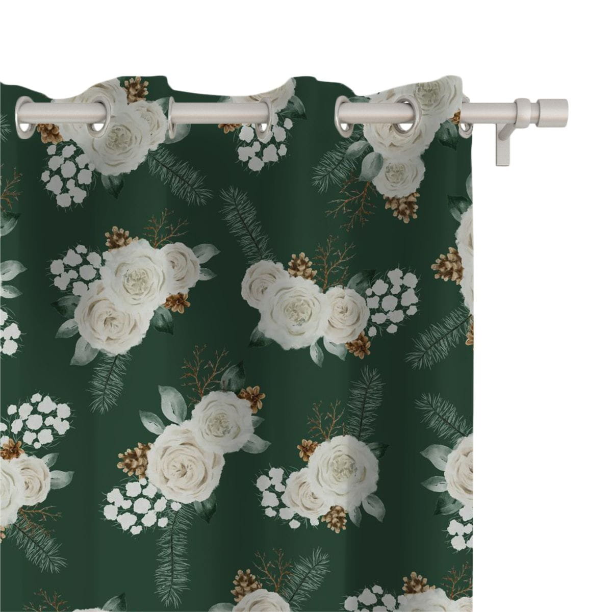 Zasłona WINTER wzór BN53 | Zimowe róże 150 x 200 cm tkanina zaciemniająca