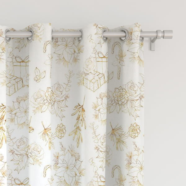 Zasłona WINTER wzór BN37 | złote świąteczne szkice 150 x 200 cm tkanina standard