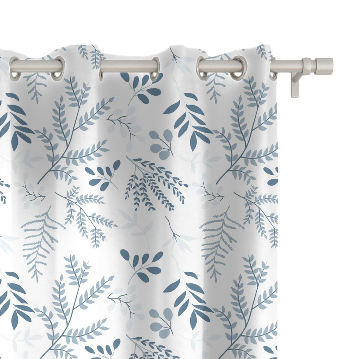 Zasłona WINTER wzór BN60 | Niebieskie zimowe gałązki 150 x 280 cm tkanina zaciemniająca