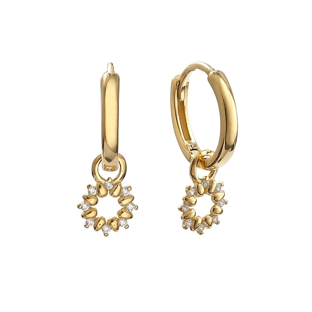 Srebrne kolczyki pozłacane z cyrkoniami kwiaty kwiat kwiatek