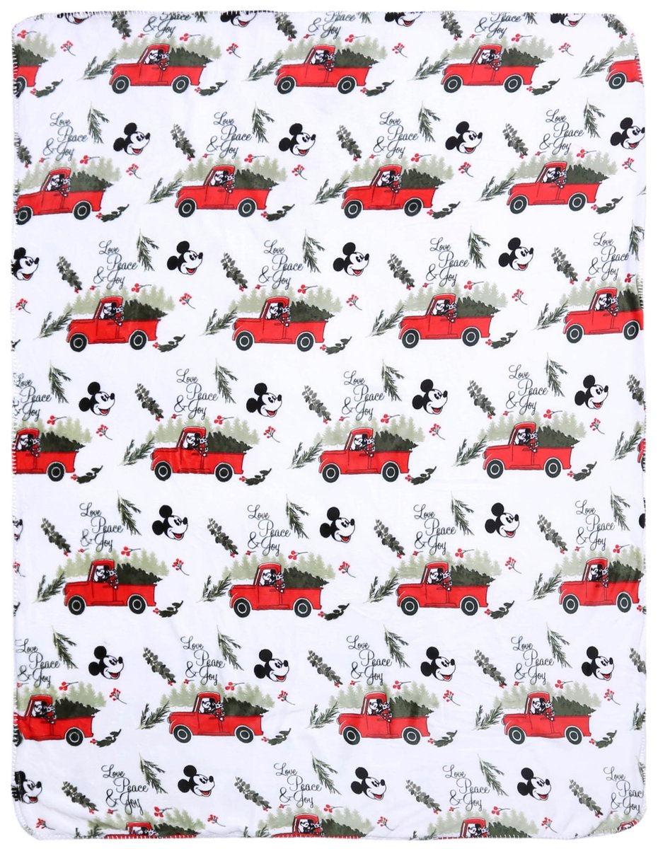 Biały, miękki koc Sherpa 120x150 Mickey DISNEY