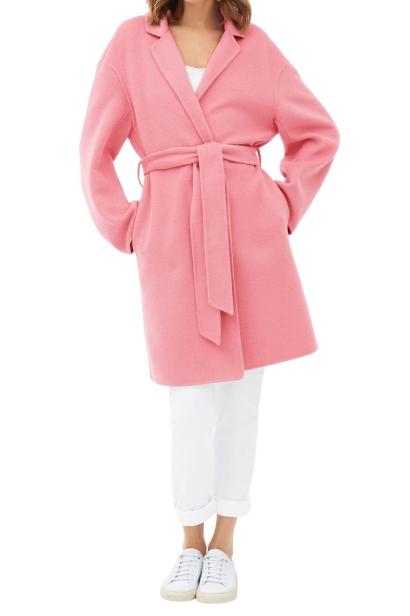 Płaszcz damski JUVIA wełniany różowy-M