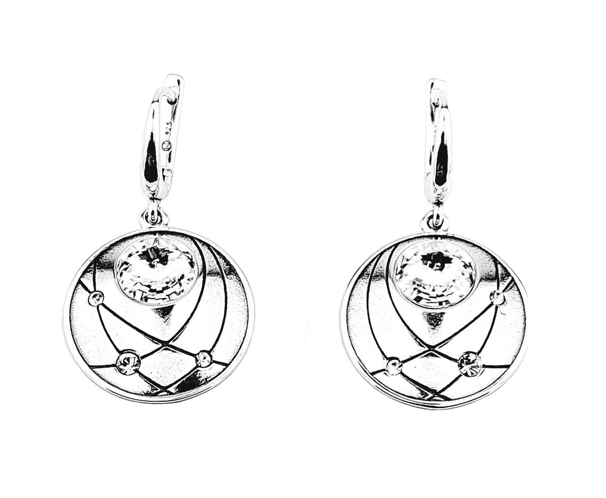 Srebrne kolczyki okrągłe wzór z cyrkoniami pr925