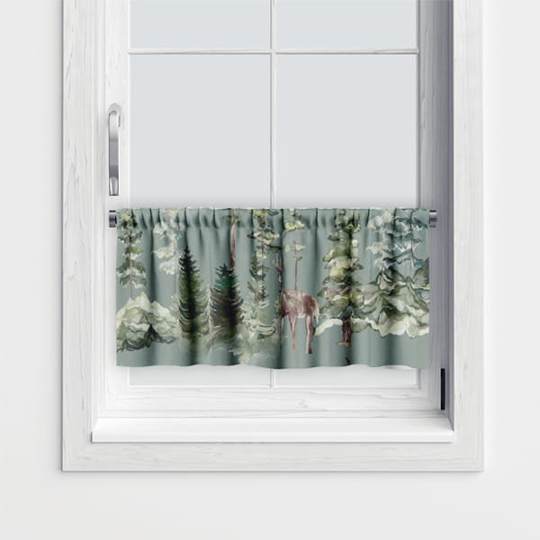 Zazdrostka WINTER wzór BN50 | Leśny pejzaż na zielonym tle 60 x 90 cm