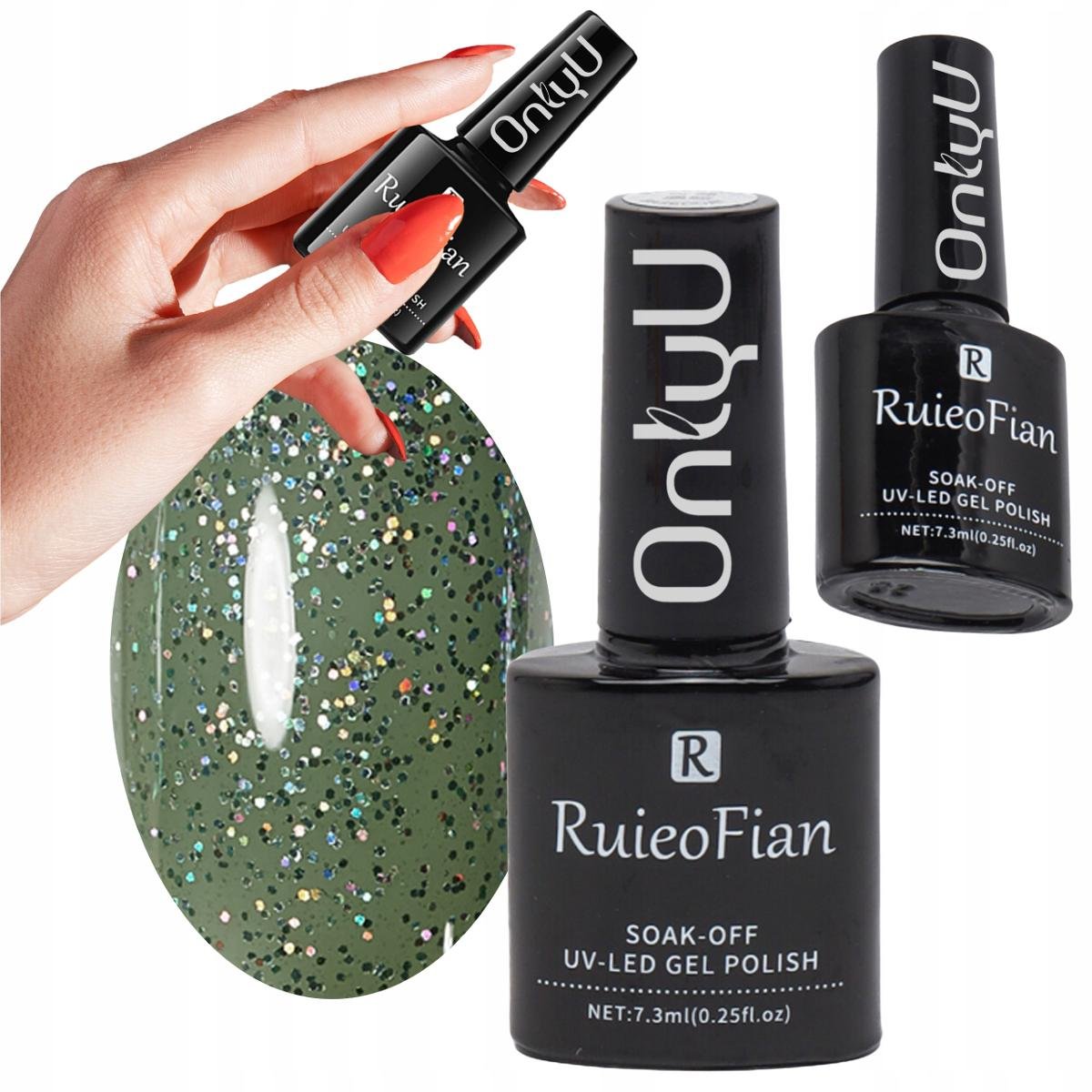 Oliwkowa Zielen Hybrydowy Lakier Do Paznokci Z Brokatem Lakier Uv /L114