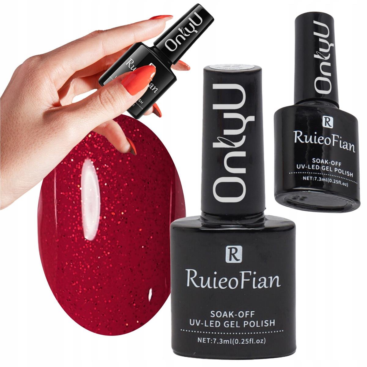 Czerwony Brokatowy Hybrydowy Lakier Do Paznokci Z Polyskiem Lakier Uv/L121