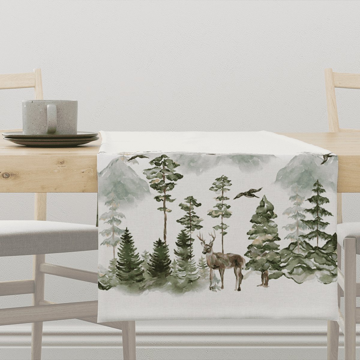 Bieżnik świąteczny WINTER wzór BN51 Leśny pejzaż 40 x 260 cm