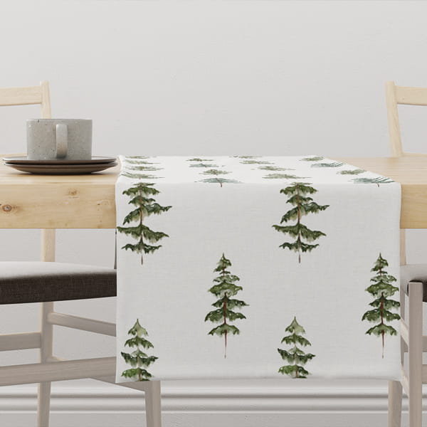 Bieżnik świąteczny WINTER wzór BN52 Akwarelowe choinki 40 x 220 cm