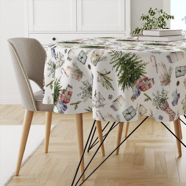 Obrus okrągły WINTER wzór BN36 | pastelowe prezenty średnica 150 cm