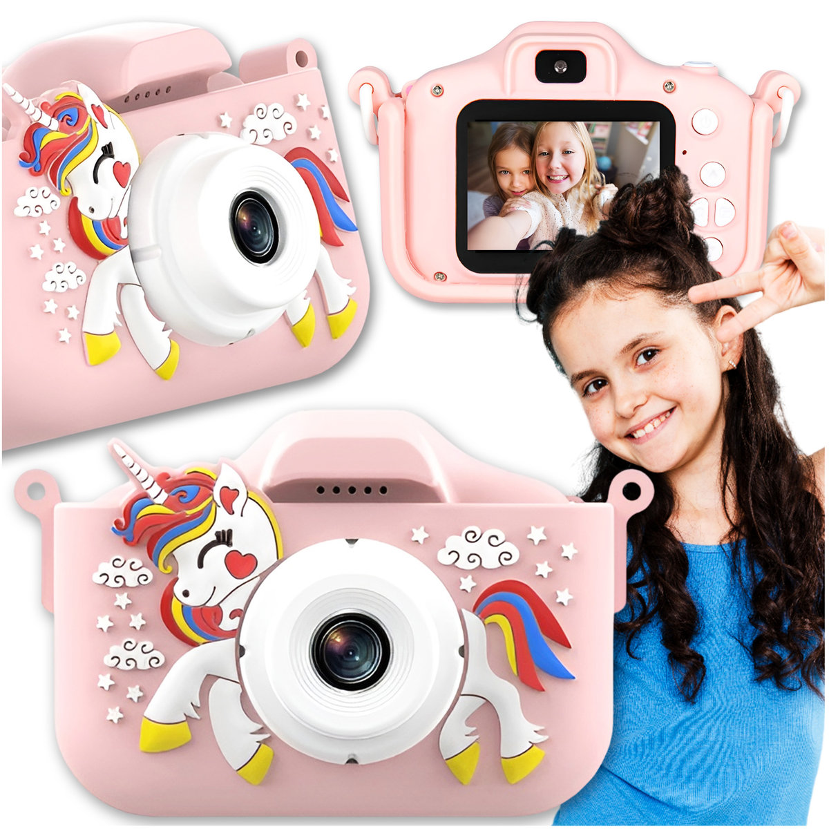APARAT CYFROWY ZABAWKA DLA DZIECI JEDNOROŻEC 48Mpx SELFIE KAMERA+KARTA 32GB+ GRY