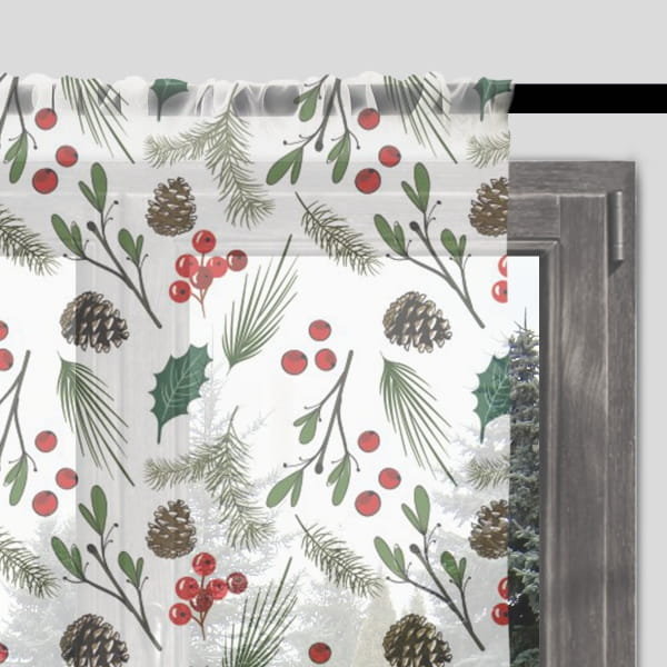Firana świąteczna WINTER wzór BN08 | ostrokrzew 140 x 280 cm