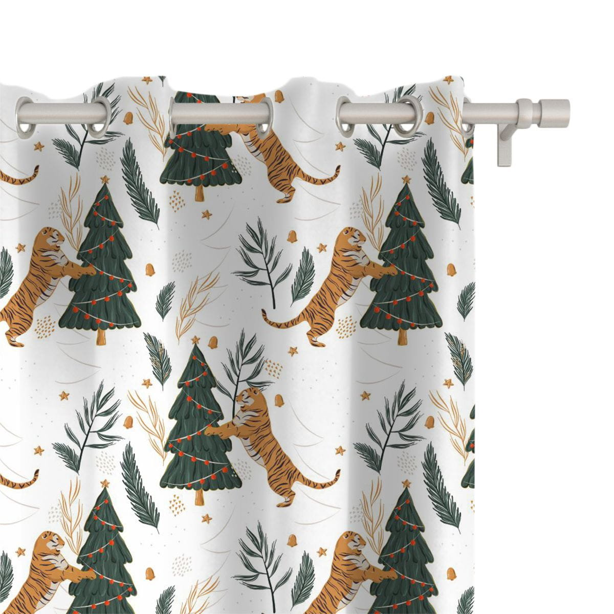 Zasłona WINTER wzór BN73 | Świąteczny tygrys 150 x 230 cm tkanina zaciemniająca