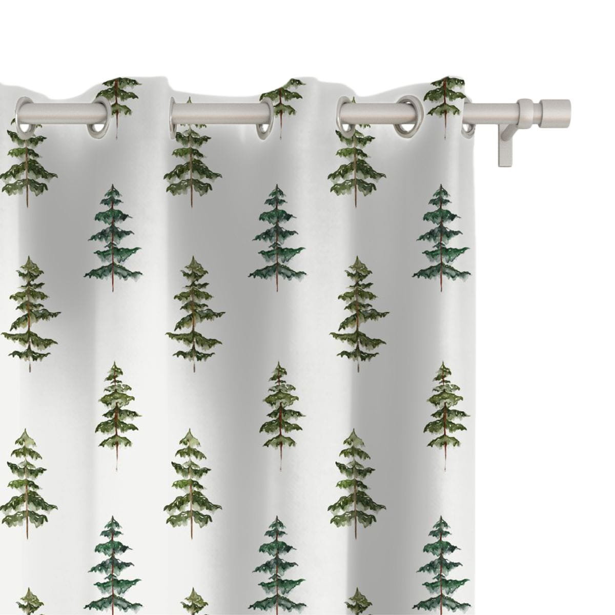 Zasłona WINTER wzór BN52 | Akwarelowe choinki 150 x 160 cm tkanina zaciemniająca