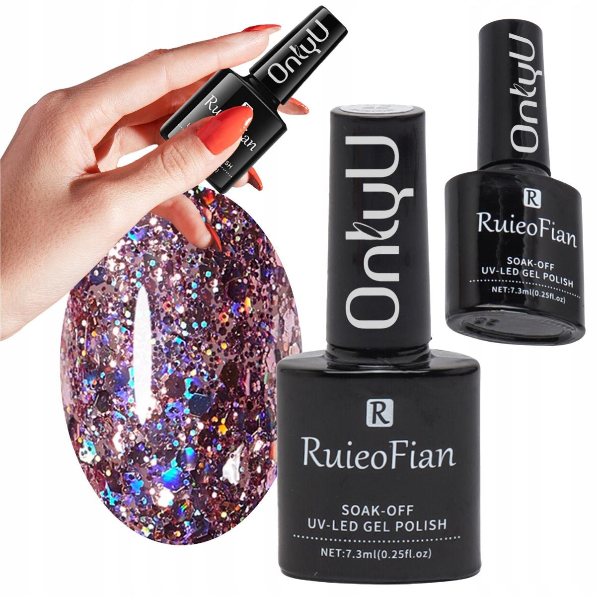 Fioletowy Brokatowy Hybrydowy Lakier Do Paznokci Z Polyskiem Lakier Uv/L106, 7,3 Ml