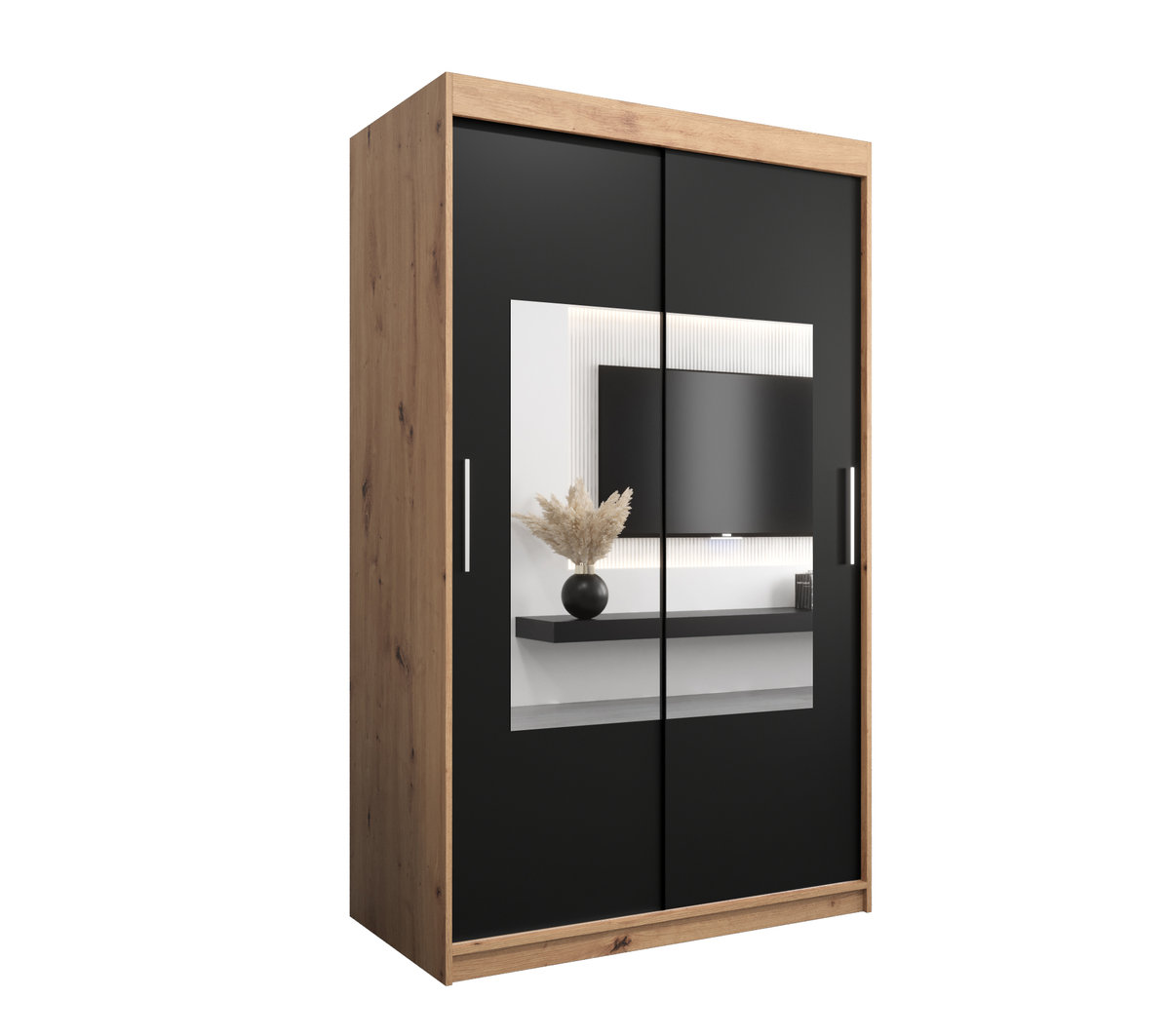 Szafa przesuwna Garderoba WAVE 120 gł. 62 artisan/czarny