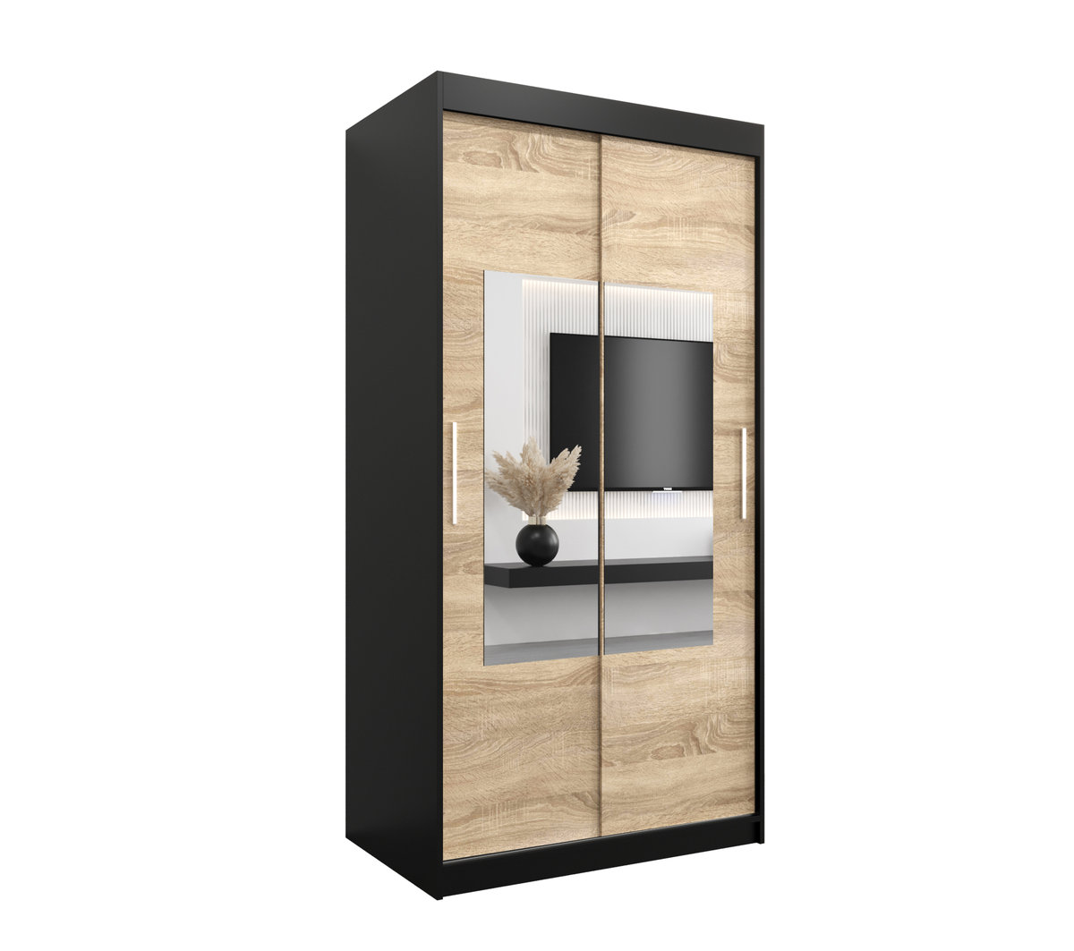 Szafa przesuwna Garderoba WAVE 100 gł. 62 czarny/sonoma