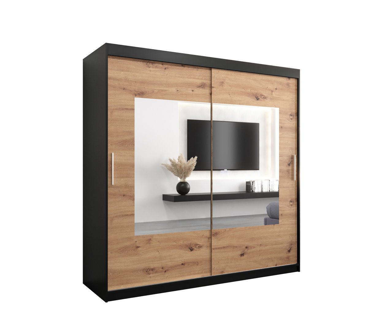 Szafa przesuwna Garderoba WAVE 200 gł. 62 czarny/artisan