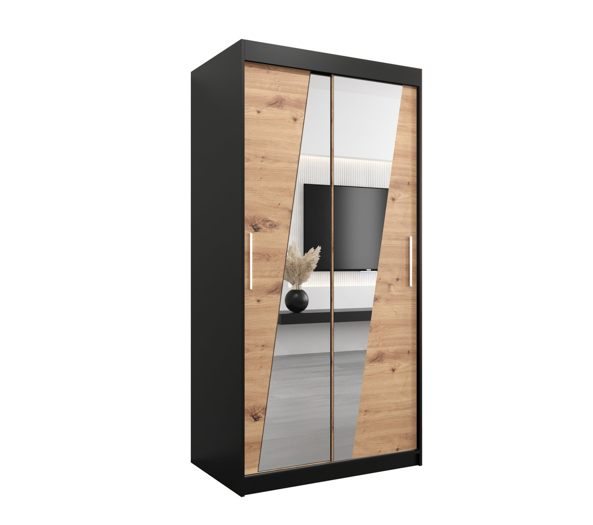 Szafa przesuwna Garderoba RHOMB 100 gł. 62 czarny/artisan